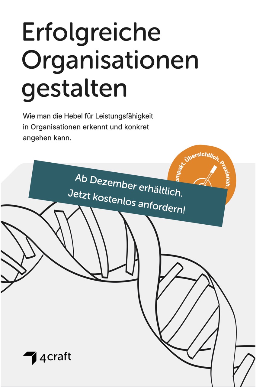 Deckblatt des neuen 4craft-Pocket Guides "Erfolgreiche Organisationen gestalten"